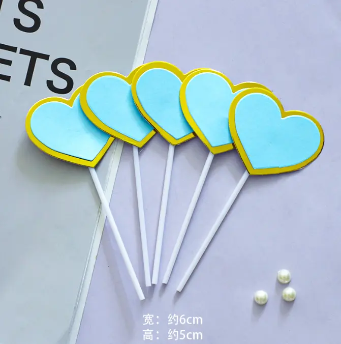 5 pcs Heart cake and cupcake topper