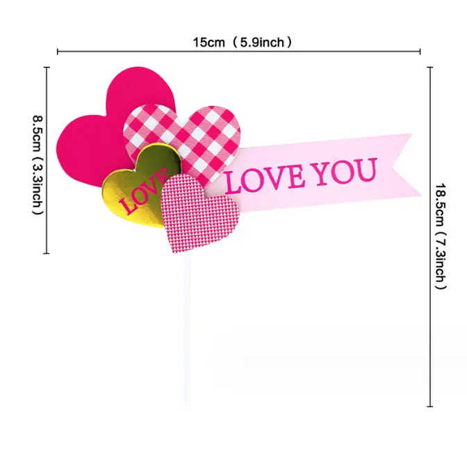 1 pcs Love you heart banner topper