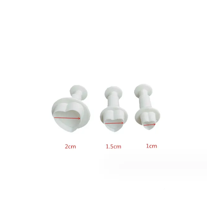 3 pcs heart shaped plunger cutter set