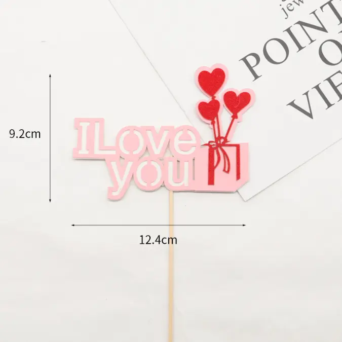 1 pcs Love you with gift heart cake topper