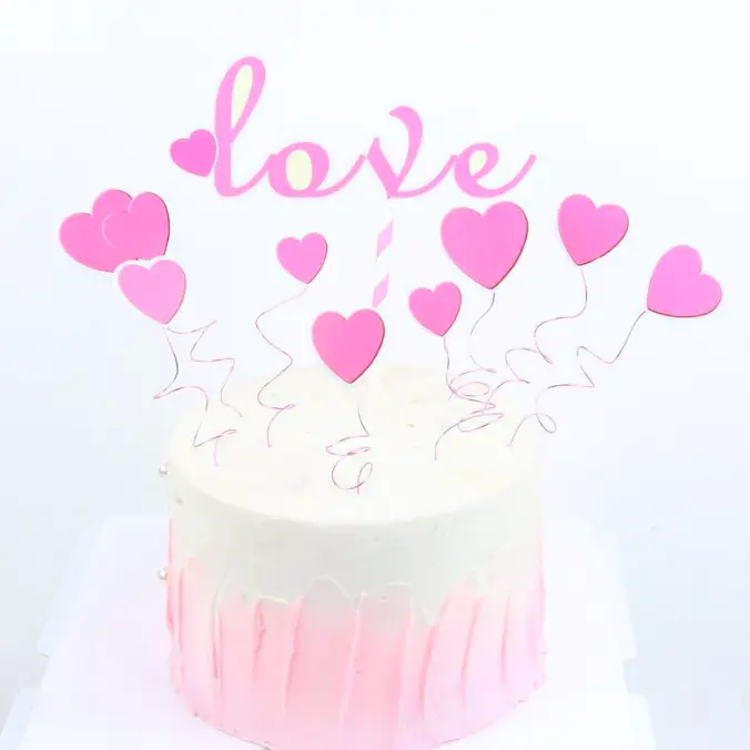 9 pcs love and heart theme Valentine Day cake topper set