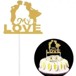 1 pcs Golden Couple my love cake topper