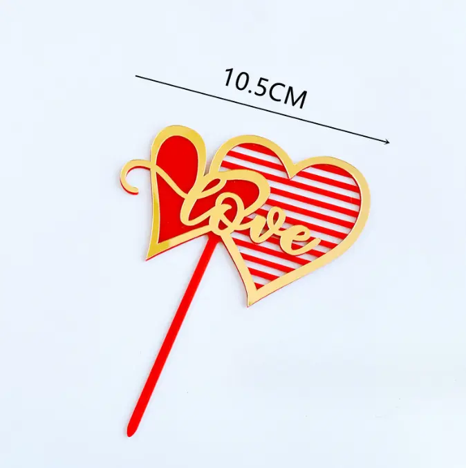 1 pcs Acrylic double heart love cake topper