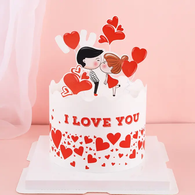 6 pcs i love you theme couple topper set
