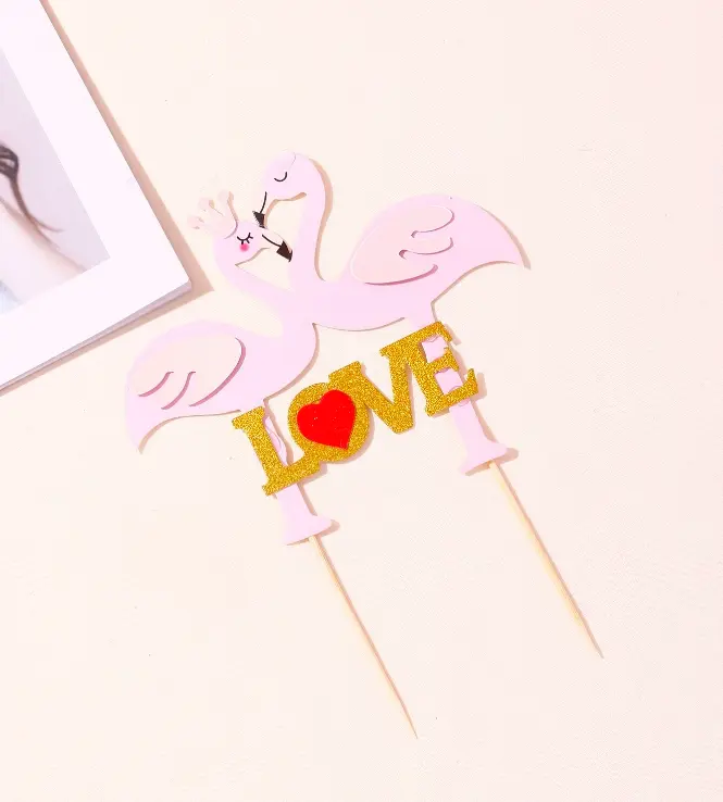 1pcs Pink love Swan couple topper
