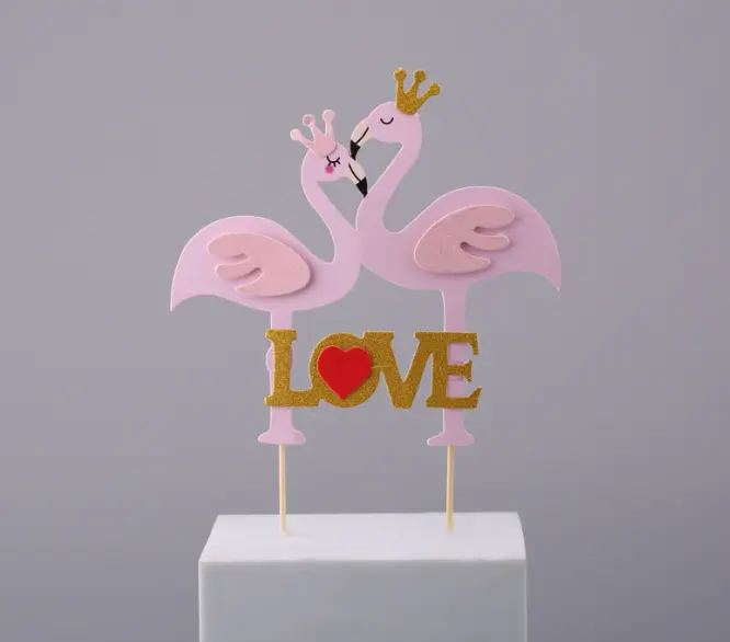 1pcs Pink love Swan couple topper