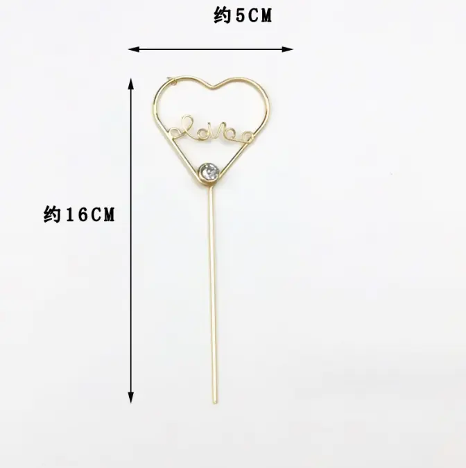 1 pcs golden metal heart love topper