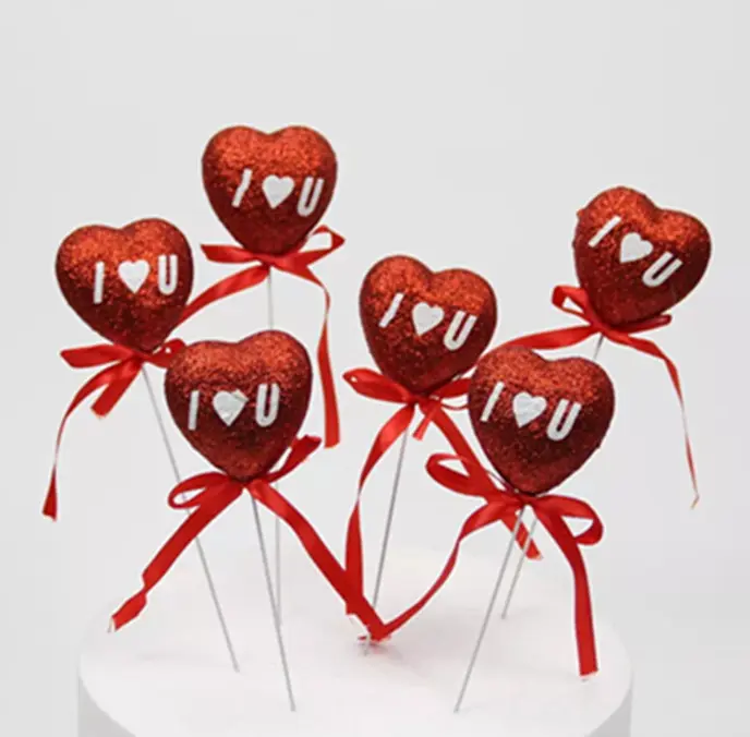 1pcs Heart heart I love you topper