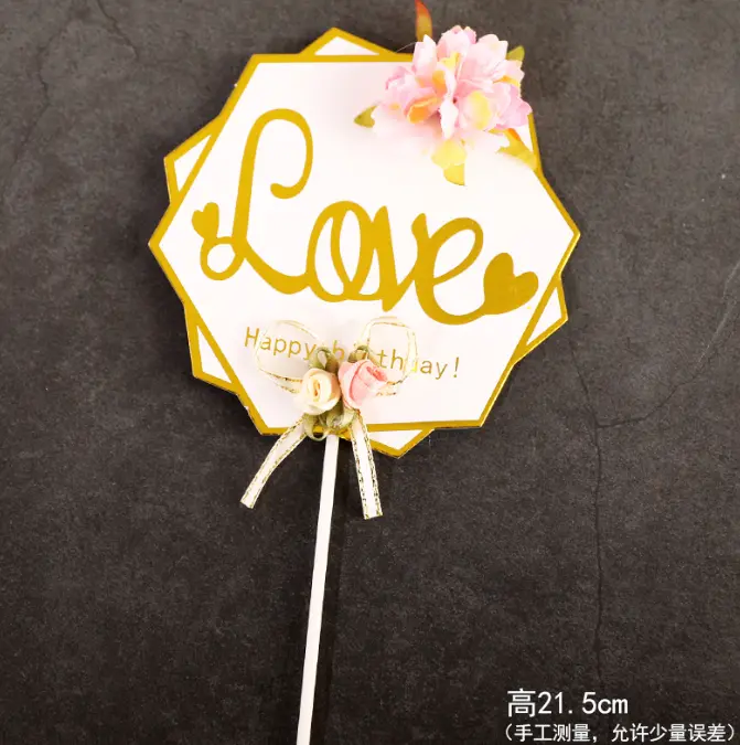 1 pcs love topper with flower cake topper
