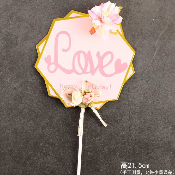1 pcs love topper with flower cake topper