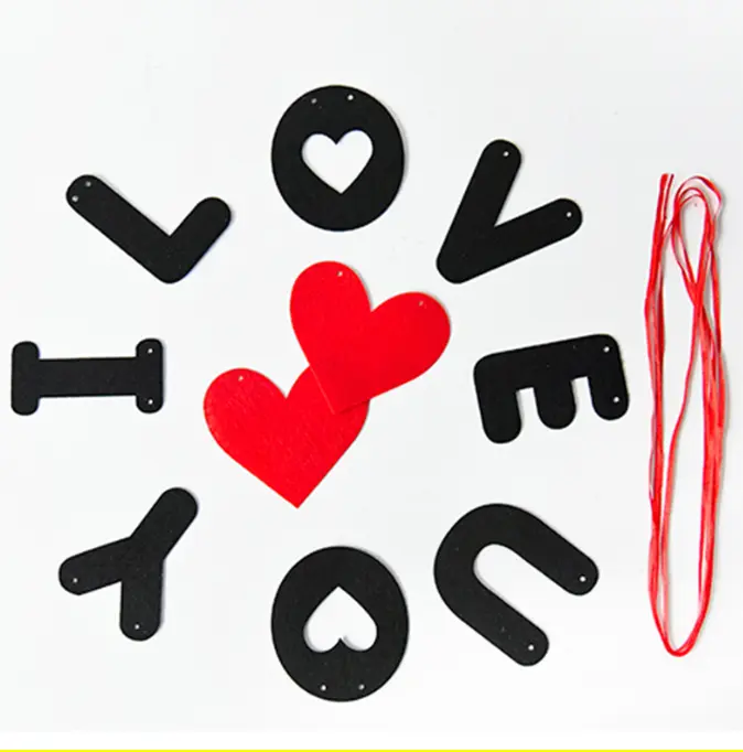 I love you with heart heart wall hanging banner