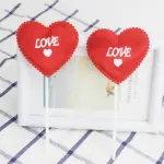 3 pcs fabric red heart love topper