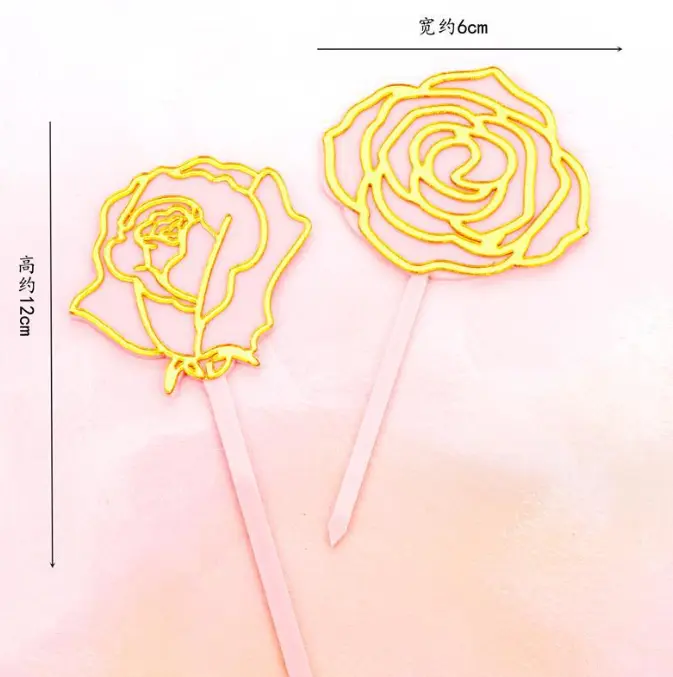 2 Pcs Acrylic Rose cake topper set