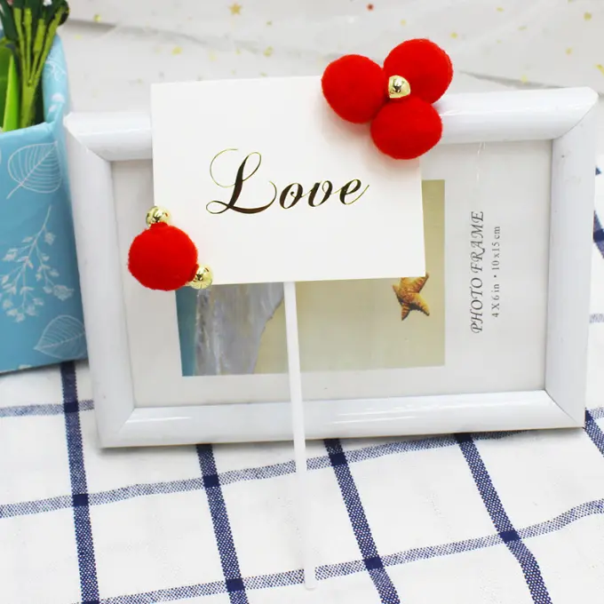 1 Pcs Love topper with red balls cake topper