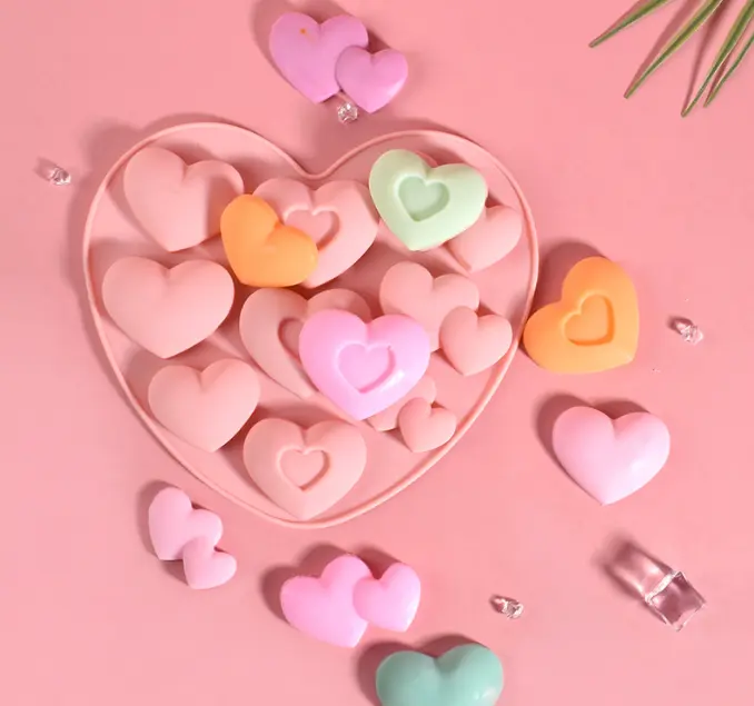 1 pcs double single heart silicone mould