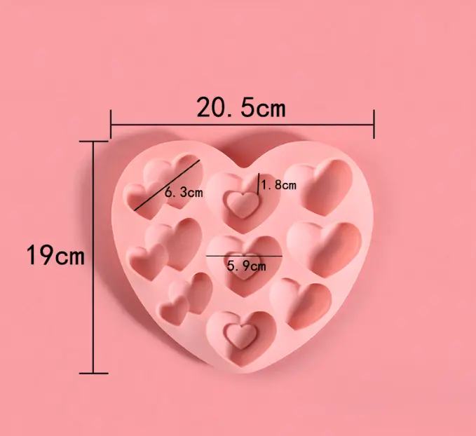 1 pcs double single heart silicone mould