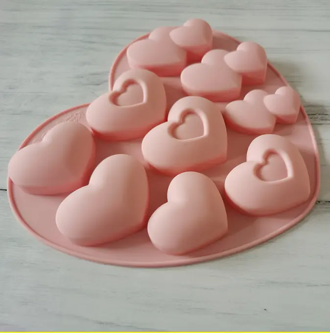 1 pcs double single heart silicone mould
