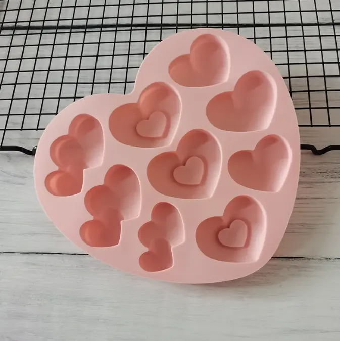 1 pcs double single heart silicone mould