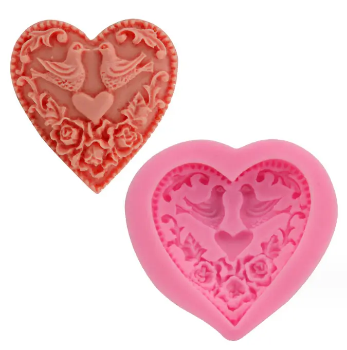 Love birds heart silicone mould