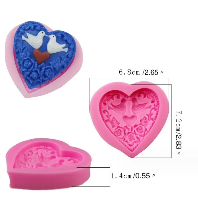 Love birds heart silicone mould