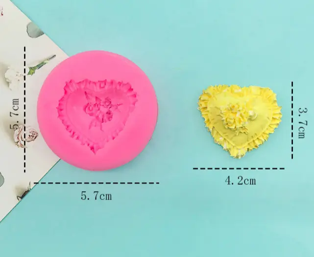 3d heart rose silicone mould