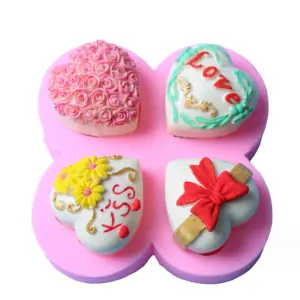 4 cavity different theme heart mould