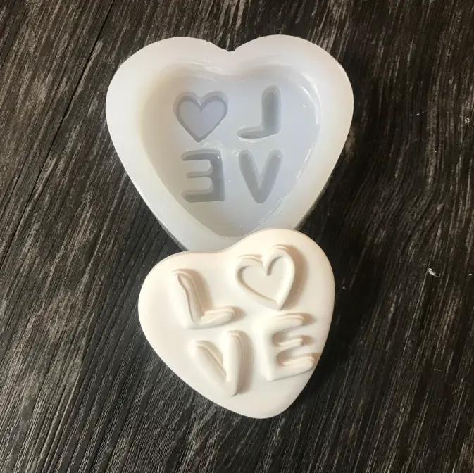 Heart with love embedded silicone mould