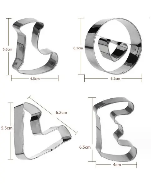 4pcs Love Cookie Cutter plunger set