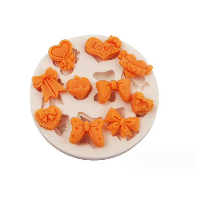 Bow love heart theme silicone mould