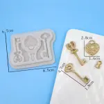 Love heart key lock silicone mould