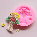 Flower basket rose day silicone mould