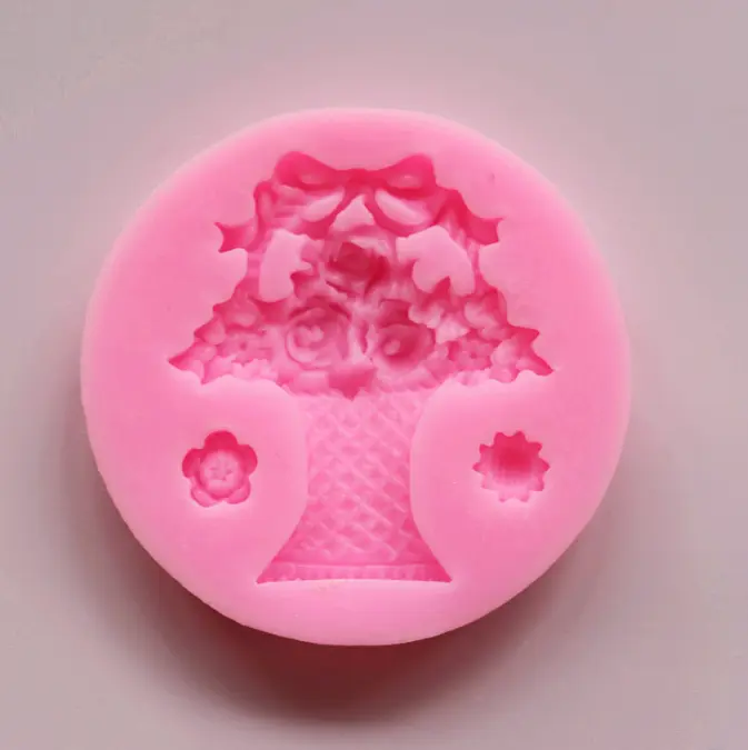 Flower basket rose day silicone mould
