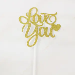 2 pcs Love you with heart cake topper