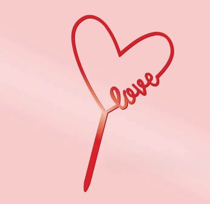 1 pcs Heart shaped with Love cake topper