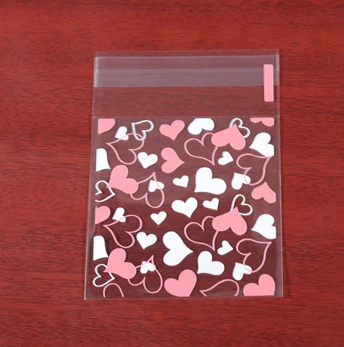Pink and white double hearts 100pcs Cookie Candy Sleeve