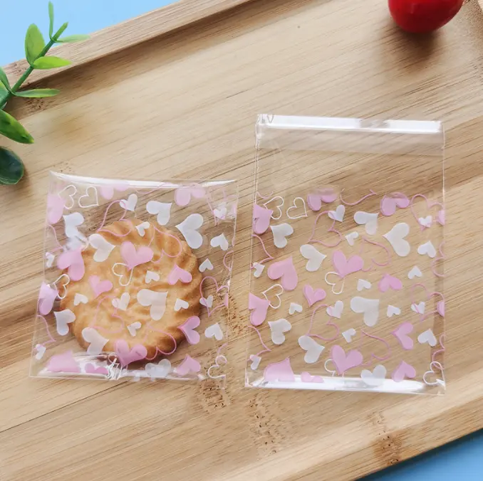 Pink and white double hearts 100pcs Cookie Candy Sleeve