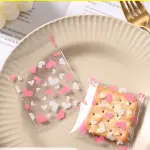 Pink and white double hearts 100pcs Cookie Candy Sleeve