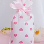 50 pcs heart print Cookie pouch set with ribbon