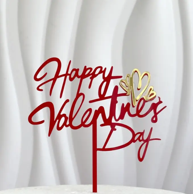1 pcs happy Valentine Day with heart cake topper