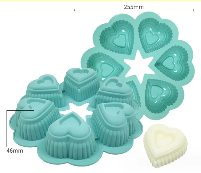 6 cavity heart multipurpose silicone mould