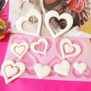 Double heart chocolate garnish mould
