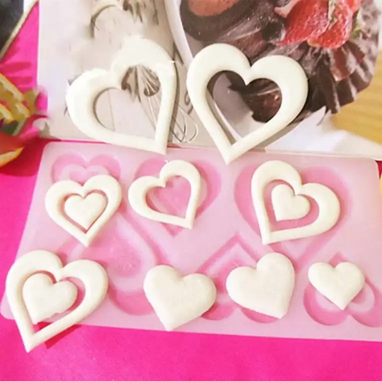 Double heart chocolate garnish mould