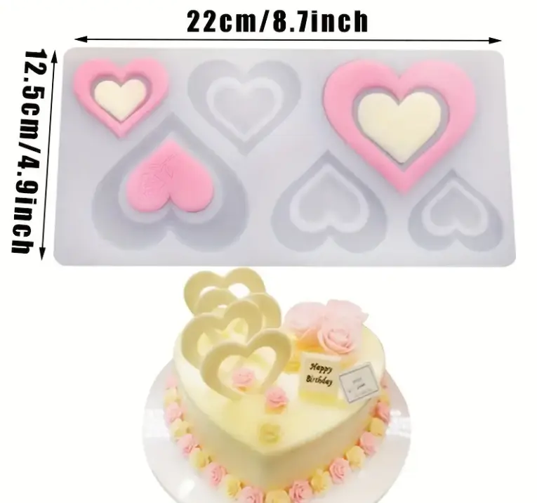 Double heart chocolate garnish mould