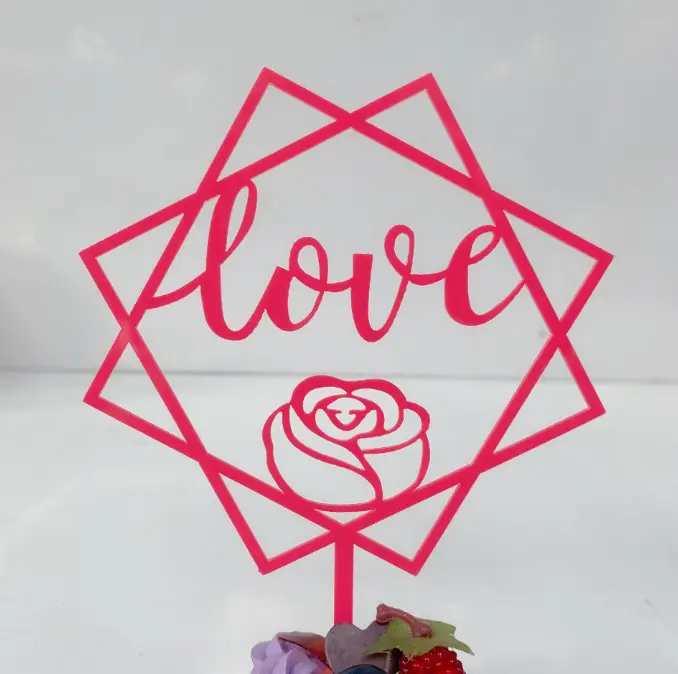 1pcs love with flower cake topper