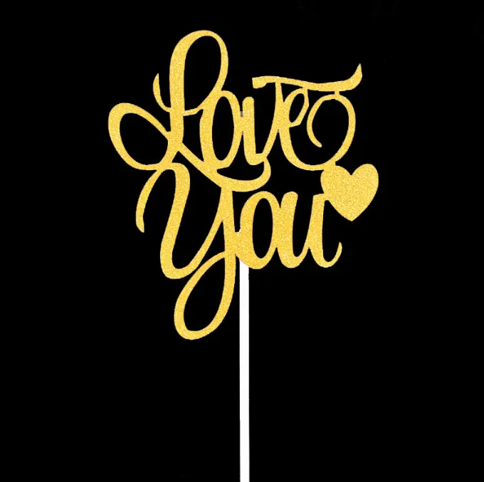 2 pcs Love you with heart cake topper