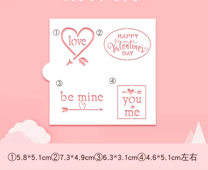 1 pcs Valentine theme icing stencil