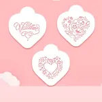 3 pcs Valentine heart theme icing stencil set