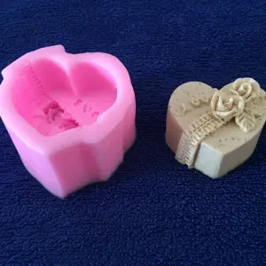Heart shaped with love and flower deep silicone mould