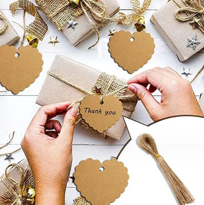 20 pcs heart shaped tags with thread