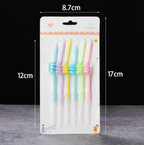 6 pcs twisted multicolored pastel cake candles